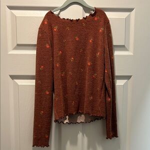 Big girls Brown Sweater with Floral Pattern size 14/16